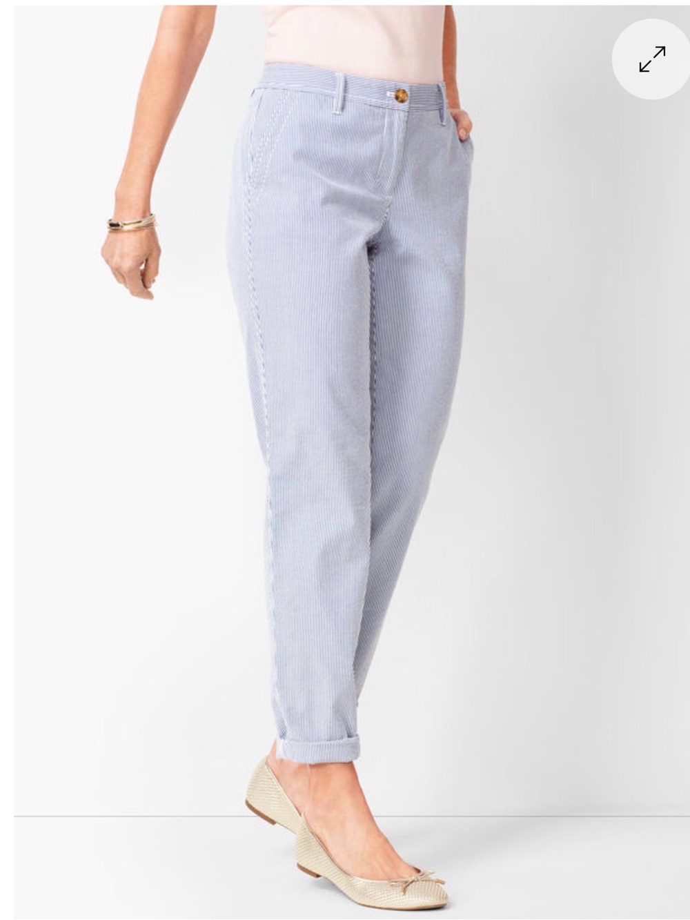 Talbots girlfriend chino Rolled Cuff Chambray -Stripe Pants